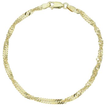 Elegancka złota bransoletka damska próby 585 w splocie Singapur, szerokość 3 mm. Długość 19 cm, waga 3,25 g, zapięcie na karabińczyk. Idealna do codziennych i eleganckich stylizacji.1.jpg